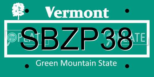 SBZP38 Vermont License Plate