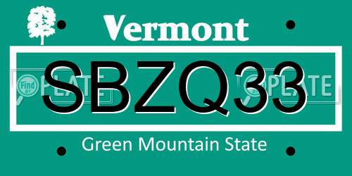 SBZQ33 Vermont License Plate