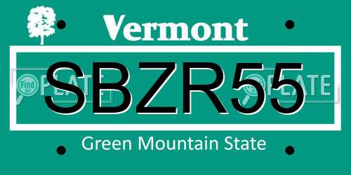 SBZR55 Vermont License Plate