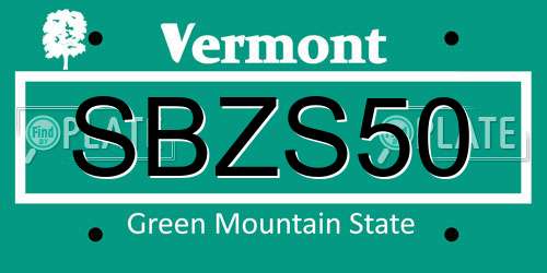 SBZS50 Vermont License Plate