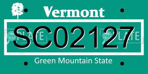 SC02127 Vermont License Plate