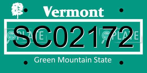 SC02172 Vermont License Plate