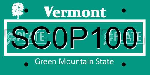 SC0P100 Vermont License Plate