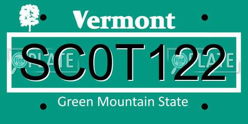 SC0T122 Vermont License Plate