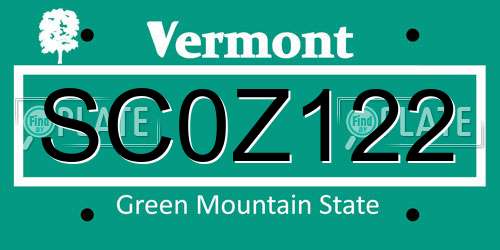 SC0Z122 Vermont License Plate
