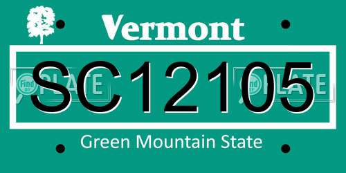 SC12105 Vermont License Plate