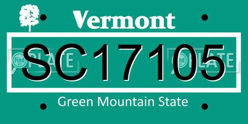 SC17105 Vermont License Plate