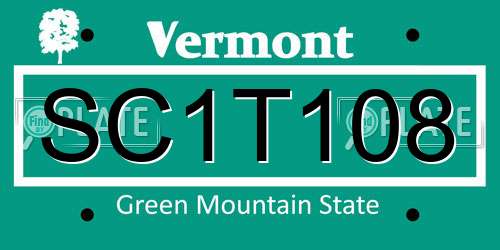 SC1T108 Vermont License Plate