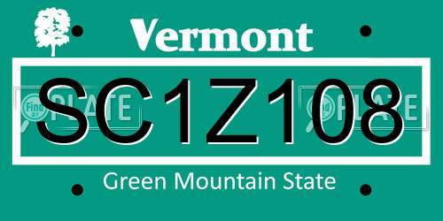 SC1Z108 Vermont License Plate