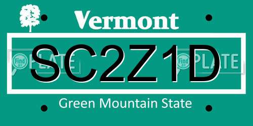 SC2Z1D Vermont License Plate