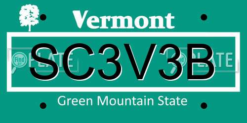 SC3V3B Vermont License Plate