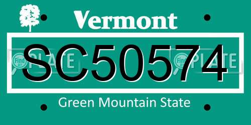 SC50574 Vermont License Plate