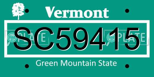 SC59415 Vermont License Plate