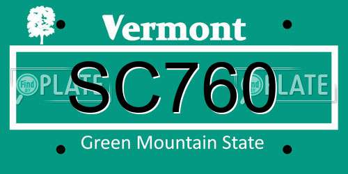 SC760 Vermont License Plate