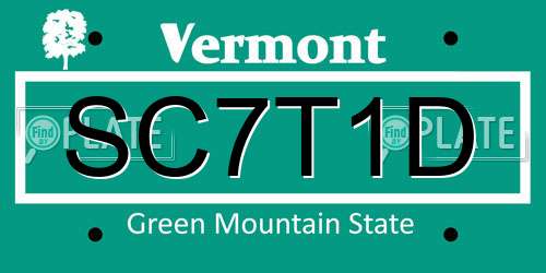 SC7T1D Vermont License Plate