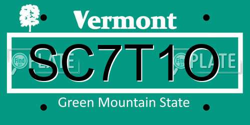SC7T1O Vermont License Plate