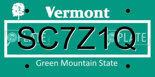 SC7Z1Q Vermont License Plate