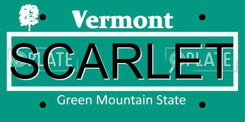 SCARLET Vermont License Plate