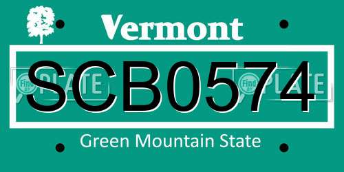 SCB0574 Vermont License Plate