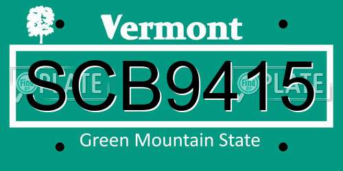 SCB9415 Vermont License Plate