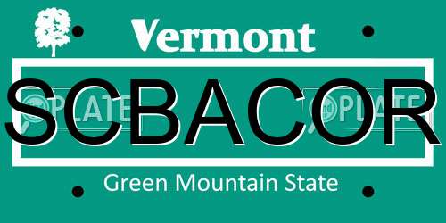 SCBACOR Vermont License Plate