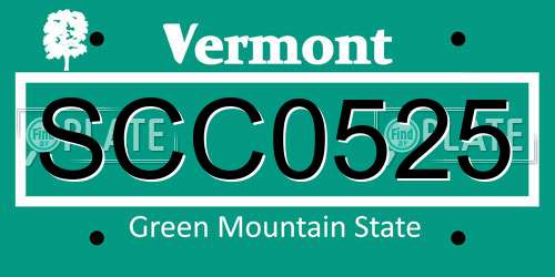 SCC0525 Vermont License Plate