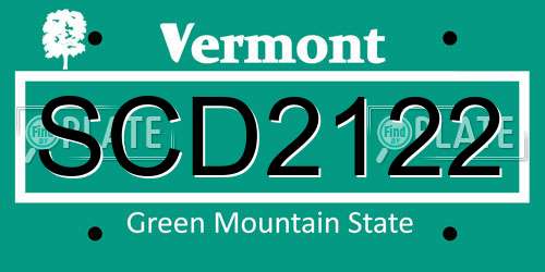 SCD2122 Vermont License Plate