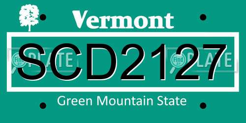SCD2127 Vermont License Plate