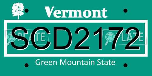 SCD2172 Vermont License Plate