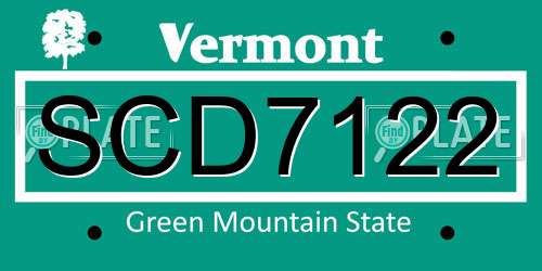 SCD7122 Vermont License Plate