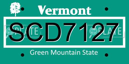 SCD7127 Vermont License Plate