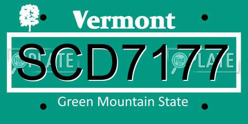 SCD7177 Vermont License Plate