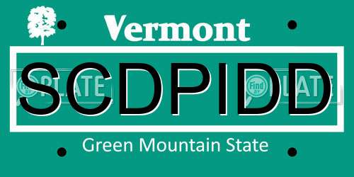 SCDPIDD Vermont License Plate