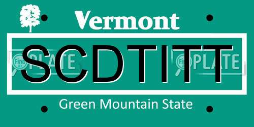 SCDTITT Vermont License Plate