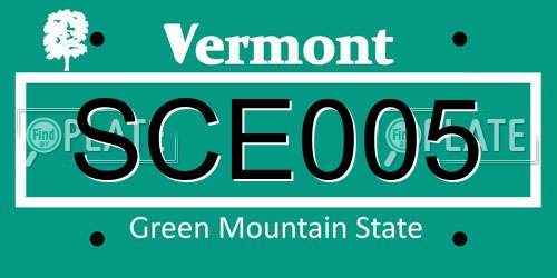 SCE005 Vermont License Plate