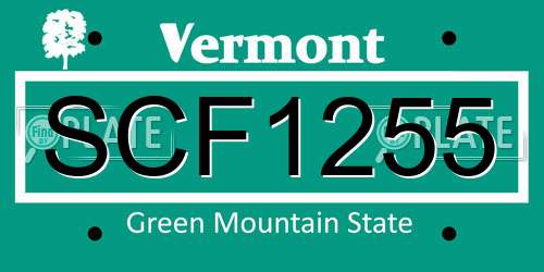 SCF1255 Vermont License Plate