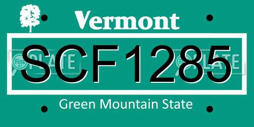 SCF1285 Vermont License Plate