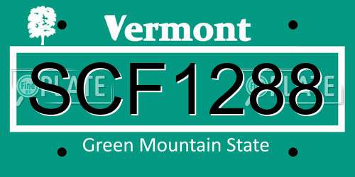 SCF1288 Vermont License Plate