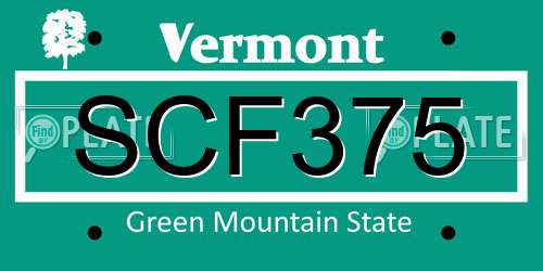 SCF375 Vermont License Plate