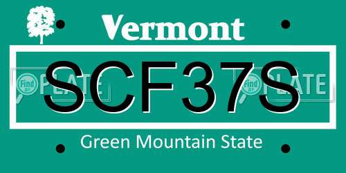 SCF37S Vermont License Plate