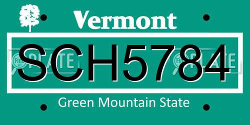 SCH5784 Vermont License Plate