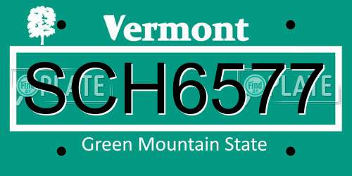 SCH6577 Vermont License Plate