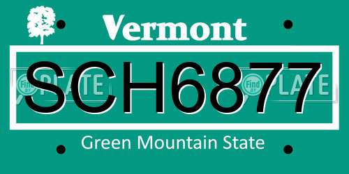 SCH6877 Vermont License Plate