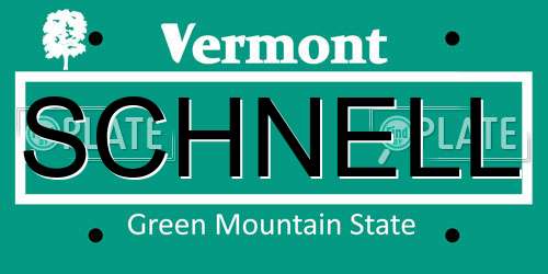 SCHNELL Vermont License Plate