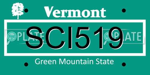 SCI519 Vermont License Plate