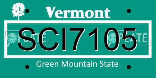 SCI7105 Vermont License Plate