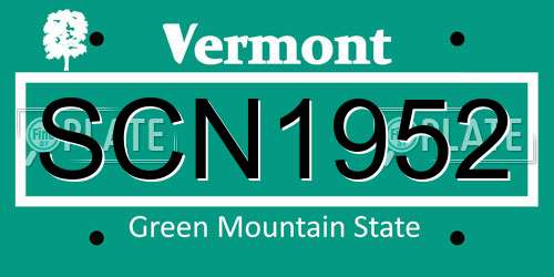 SCN1952 Vermont License Plate