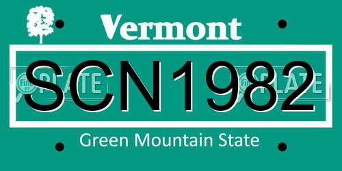 SCN1982 Vermont License Plate