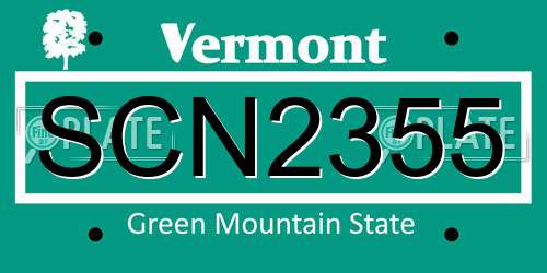 SCN2355 Vermont License Plate