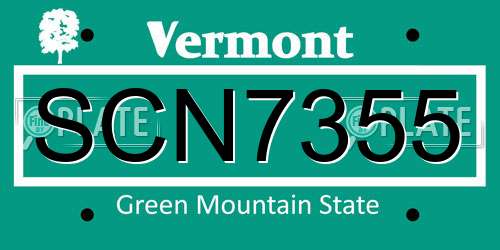 SCN7355 Vermont License Plate